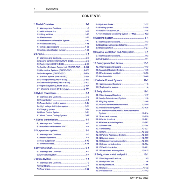 Geely XINGYUE L / MONJARO KX11 PHEV 2023+ Full Manual Set – Repair & Maintenance Manual - page 2
