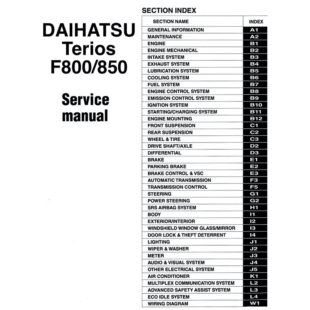 Daihatsu TERIOS F800/F850 2017+ Full Manual Set – Repair & Maintenance Manual - page 2
