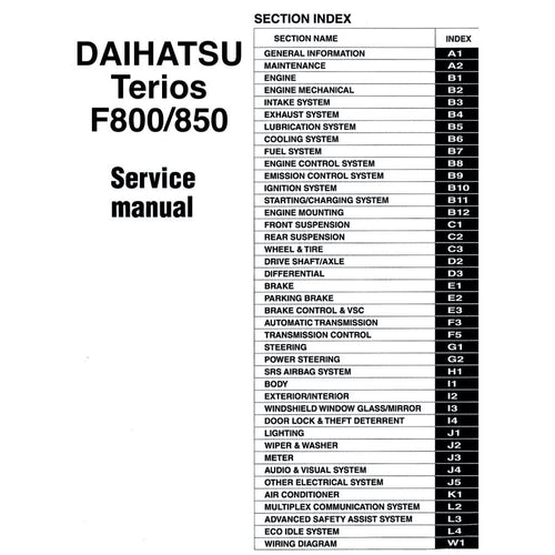 Daihatsu TERIOS F800/F850 2017+ Full Manual Set – Repair & Maintenance Manual - page 2