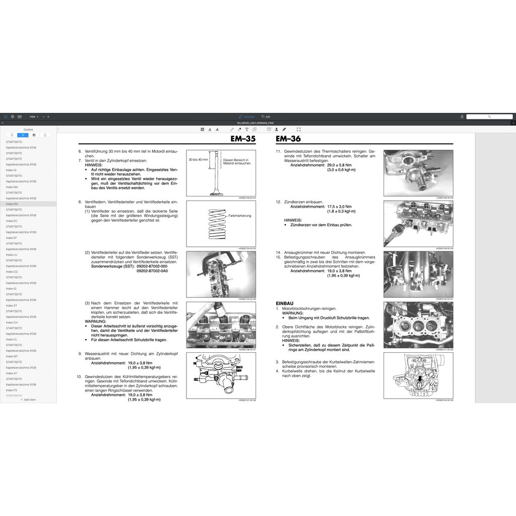 Daihatsu MOVE L601 GERMAN LANGUAGE Edition 1995-1998 Full Manual Set – Repair & Maintenance Manual - page 5