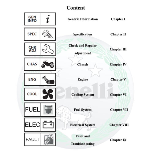 BENELLI TNT300 2015 Full Manual Set – Repair & Maintenance Manual and Spare Parts Catalog and User Handbook - page 2