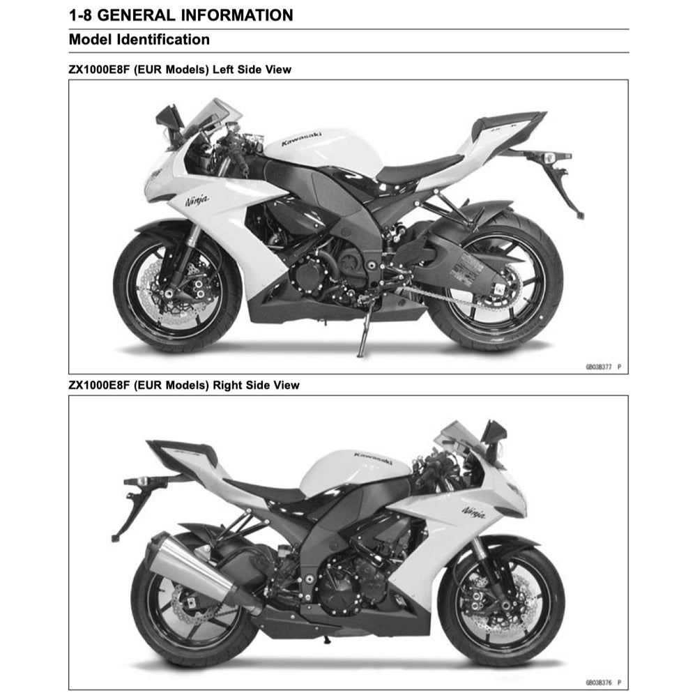 Kawasaki ZX10R NINJA 2004-2024 Full Manual Set – Repair & Maintenance Manual and Spare Parts Catalog and User Handbook - page 7