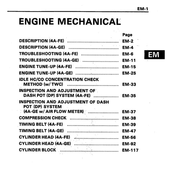 Toyota COROLLA FR AE86 1984-1987 Full Manual Set – Repair & Maintenance Manual - page 7