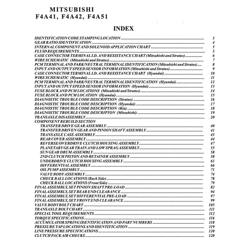 Mitsubishi Automatic Transmission Repair Manual F4A3 F4A51 F5A51 KM-171 KM-175 KM-177 R451 V5A51 JF011E (CVT) - page 9