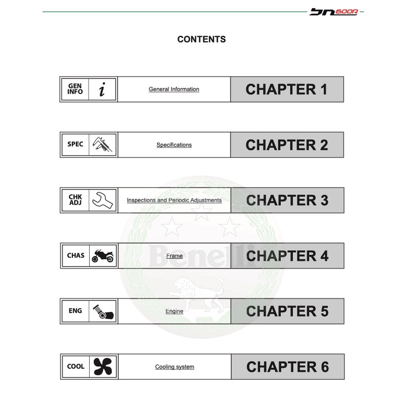 BENELLI BN600 R 2014-2018 Full Manual Set – Repair & Maintenance Manual and Spare Parts Catalog and User Handbook - page 2