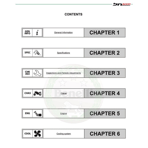 BENELLI BN600 R 2014-2018 Full Manual Set – Repair & Maintenance Manual and Spare Parts Catalog and User Handbook - page 2