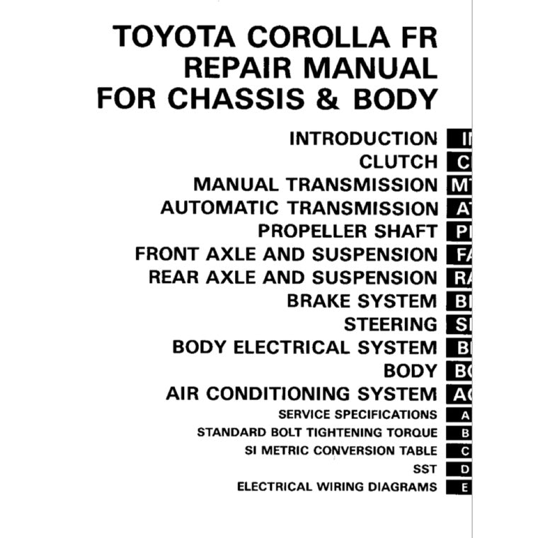 Toyota COROLLA FR AE86 1984-1987 Full Manual Set – Repair & Maintenance Manual - page 2