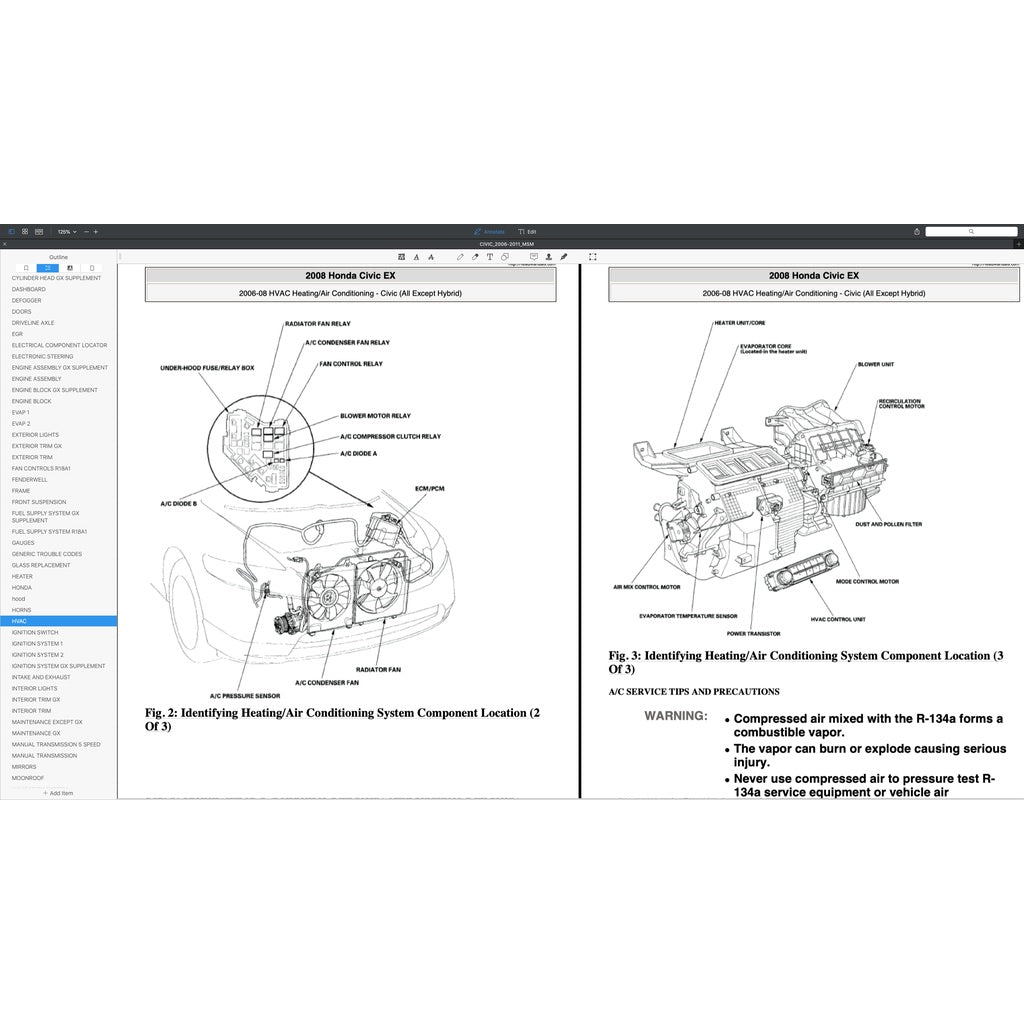 Honda CIVIC 8 FD1 FD2, FD7, FA1, FG1, FG2, FA5, FN2 2006-2011 Full Manual Set – Repair & Maintenance Manual and Spare Parts Catalog - page 7