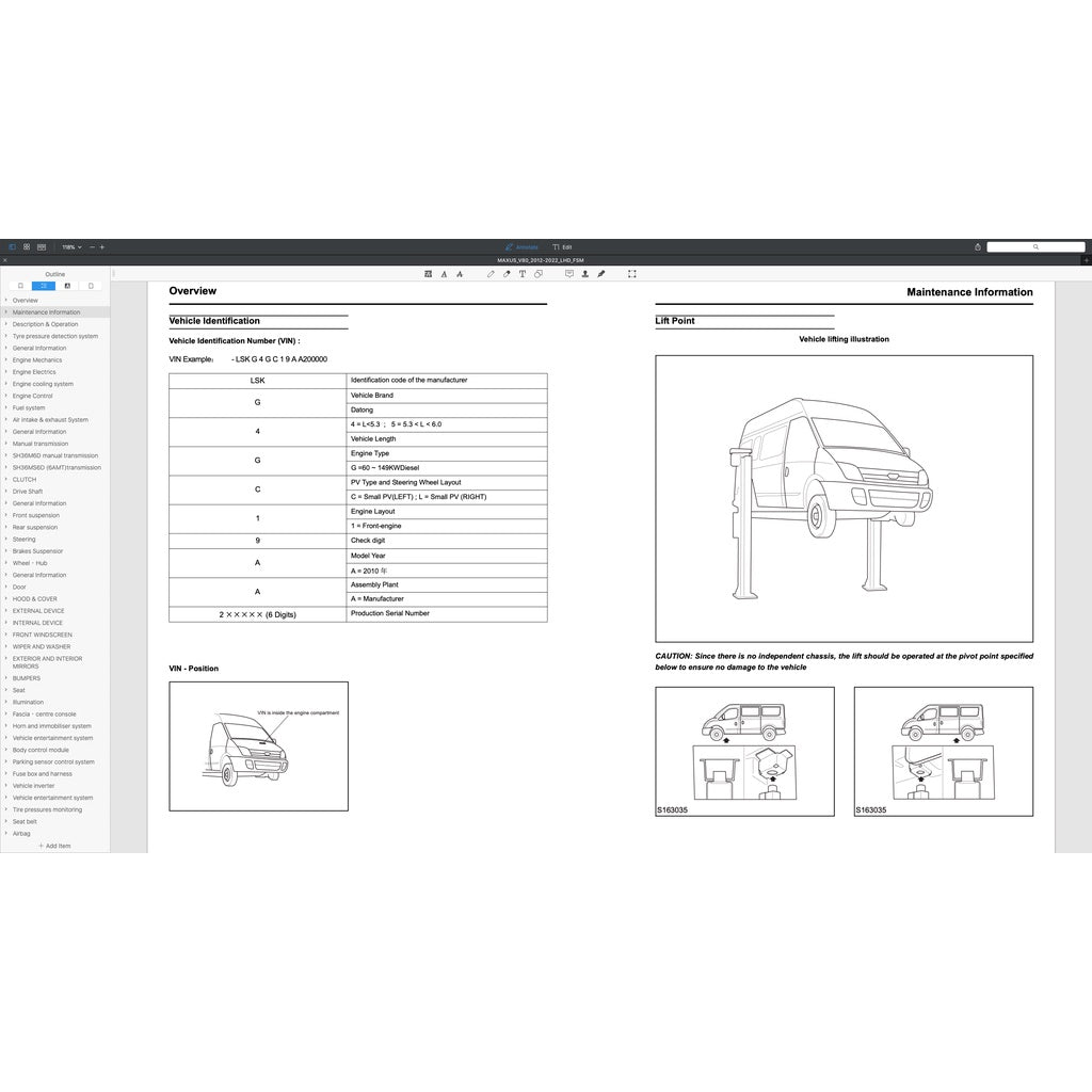 Maxus V80 2012-2023 Full Manual Set – Repair & Maintenance Manual - page 5