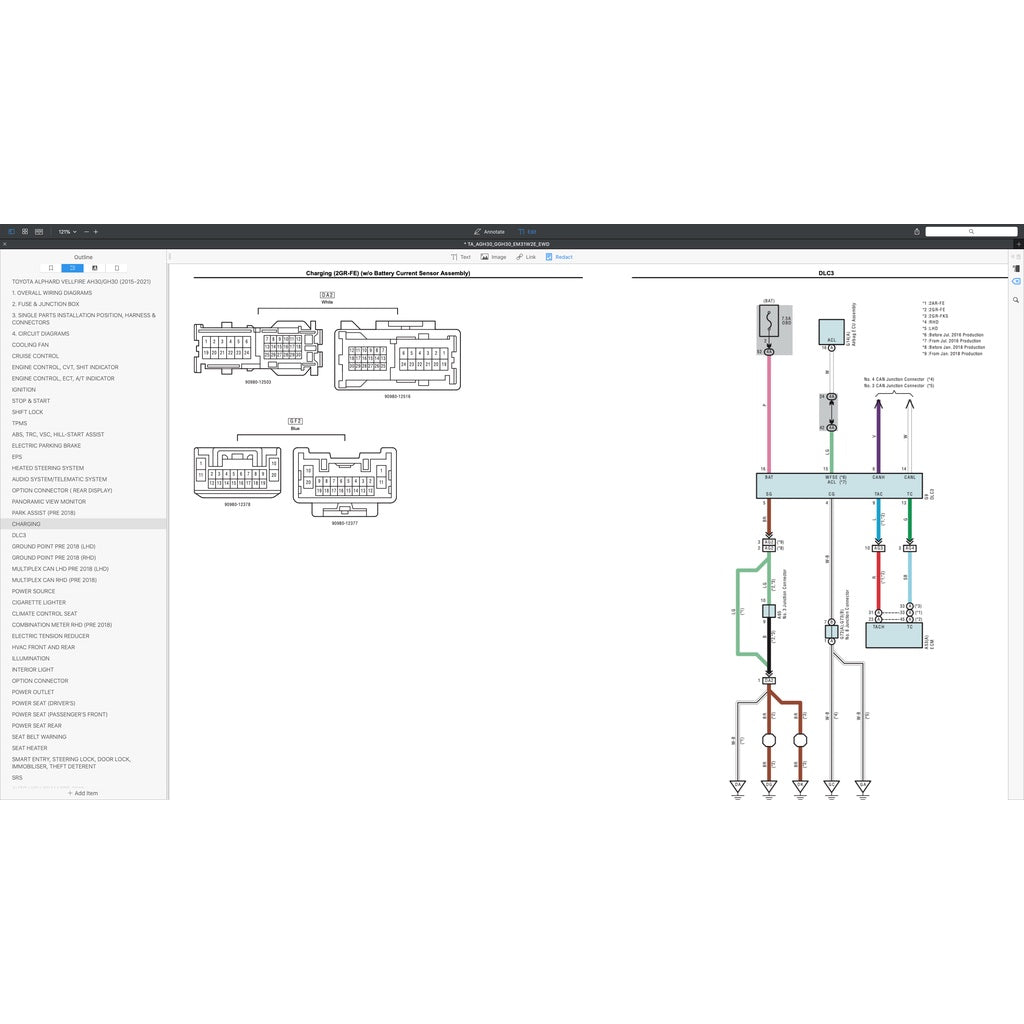Toyota ALPHARD / VELLFIRE AGH30 / GGH30 2015-2021 Full Manual Set – Wiring Diagrams - page 7