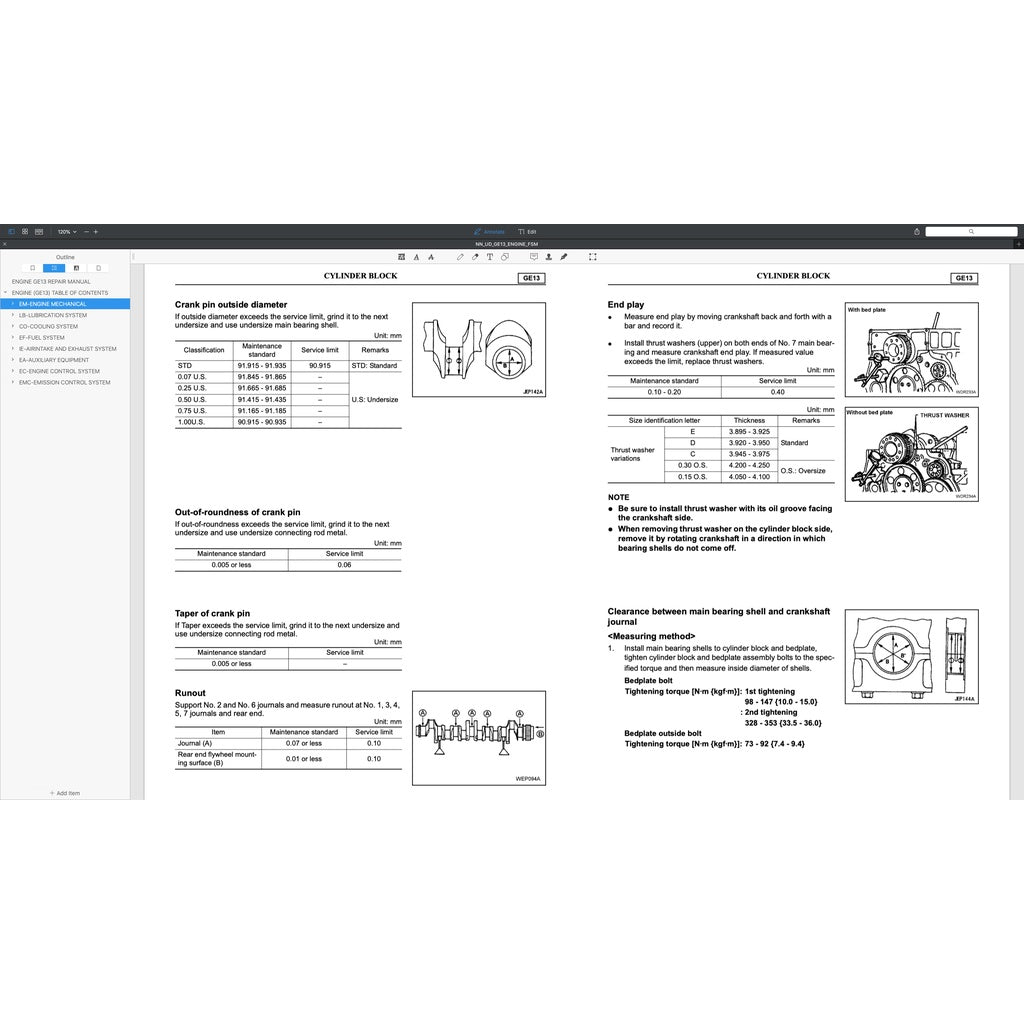 Nissan UD Diesel Engine GE13/ GE13TC/ GE13TB/ GE13TF/ GE13TD Service Repair Manual - page 6