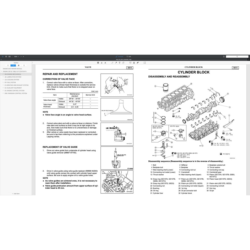 Nissan UD Diesel Engine GE13/ GE13TC/ GE13TB/ GE13TF/ GE13TD Service Repair Manual - page 4