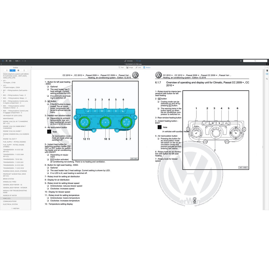 VW PASSAT CC 2008-2016 Full Manual Set – Repair & Maintenance Manual - page 7