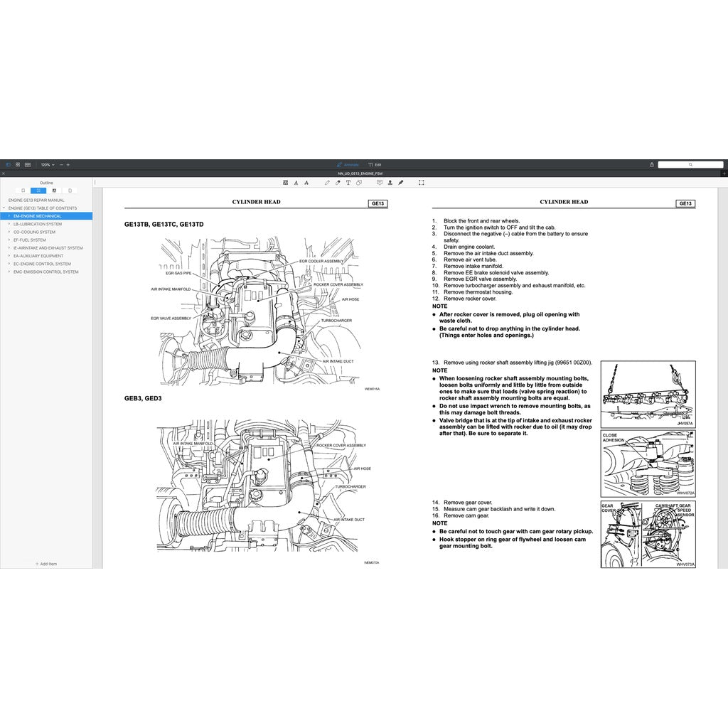 Nissan UD Diesel Engine GE13/ GE13TC/ GE13TB/ GE13TF/ GE13TD Service Repair Manual - page 3