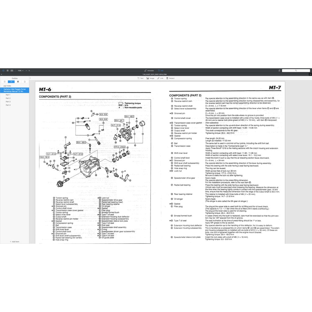 Daihatsu HIJET PORTER S89/S91 1.3L 1989-2009 Full Manual Set – Repair & Maintenance Manual - page 7