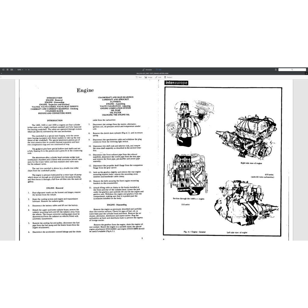 Datsun BLUEBIRD/PICKUP 510/521 1967-1973 Full Manual Set – Repair & Maintenance Manual - page 9